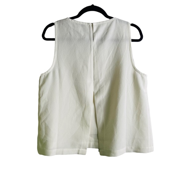 Madewell textured tank top open back cream white color woman's size large - Picture 6 of 8